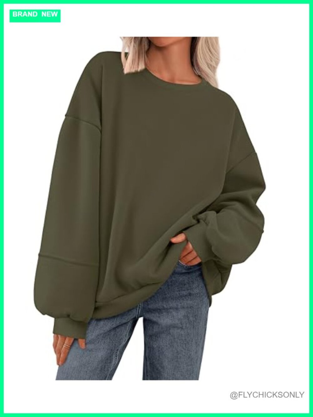 Oversized Fleece Crewneck Sweatshirt Long Sleeve Pullover Women